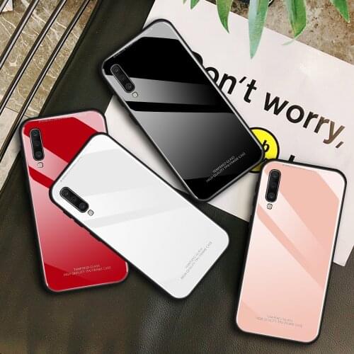 Pure Color Tempered Glass Case Samsung Galaxy S10 S9 S8 Plus S10e A70 A60 A50 A40 A30 A10 A9 A7 2018 Colorful Glass Cover Coque
