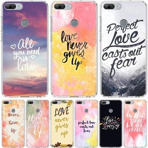 Love never give up Phone Case for Huawei Honor 10 9 Lite Y9 Y5 Y6 Y7 2019 8X 8A 8S 7A 7X 10i 20i Pro V30 Art Coque Capa