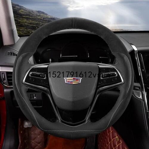 Hand Sewing DIY Steering Wheel Cover For Cadillac ATSL XT6 SRX XTS CT6 XT5 XT4 CT5 Car Accessories