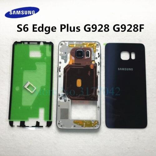 For SAMSUNG Galaxy S6 Edge+ Plus G928 G928F S6+ Full Housing Middle Frame Battery Door Back Glass Cover Rear Case Complete