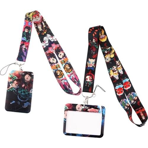 ER748 Anime Demon Slayer Lanyard Card Holder Student Hanging Neck Mobile Phone Lanyard Badge Subway Access Card Holder Fans Gift