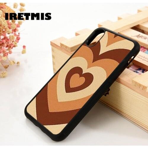 Iretmis 5 5S SE 6 6S TPU Silicone Rubber Phone Case Cover for iPhone 7 8 Plus X Xs 11 12 MINI Pro Max XR latte love hearts cupid