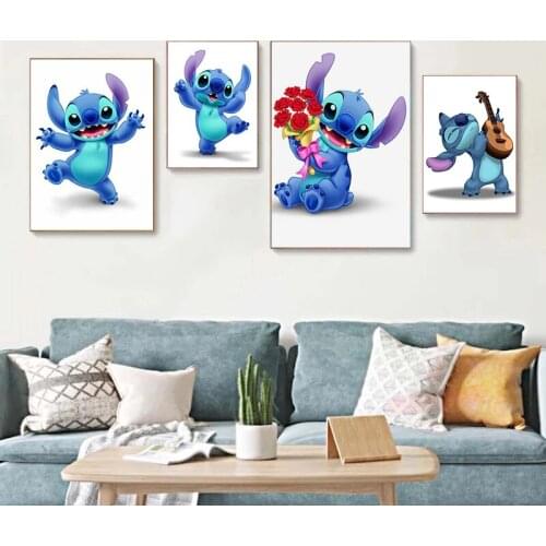 Disney Cute Stitch Canvas Painting Anime Lilo & Stitch Wall Art Nordic Posters and Prints Pictures for Living Kids Home Decor