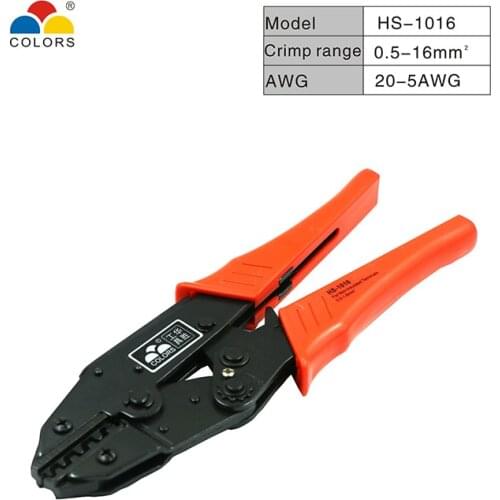 COLORS Wire Cutter HS-1016 Crimper Crimping Pliers Cable Hand Tools Crimp Plier Mini 0.5-16mm 20-5AWG