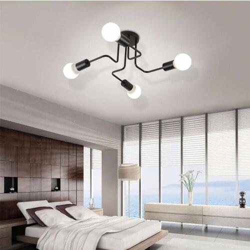 4 Heads Lamp Retro Industrial Loft Nordic Pipe Wrought Iron Ceiling Light for Home Decor Restaurant Dinning Cafe Bar Room