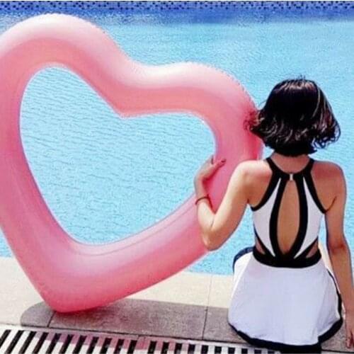 Summer Inflatable love Heart-shaped Swimming Ring Inflator Pool Float for Adult Kids Pool Water Toys Water Party Mattress Beach