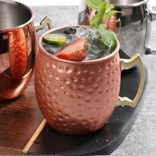 Stainless Steel Moscow Mule Copper Mugs Metal Mug Cup Beer Wine Coffee Cup Copper Plated Moscow Mule Mug Beer Cup