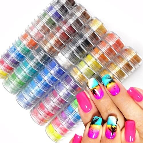 6 Boxes sparkle Pearl Nail Glitter Powder Set Neon UV Gel Polish Chrome Decoration Dust Pigment Manicures Accessory