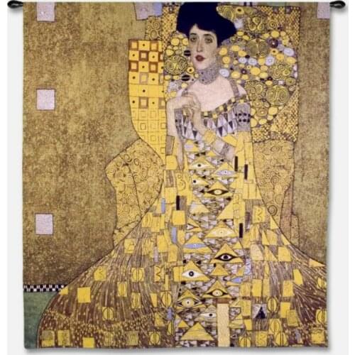 138*138 High quality Spun gold Austria Gustav Klimt Adele wall hanging tapestry Home decoration textile art painting fabric
