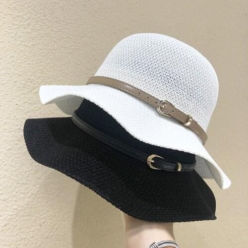 2021 New Soft Hollow Foldable Lace Ladies Woven Straw Hat Dome Sun Hat Fisherman Hat Basin Hat
