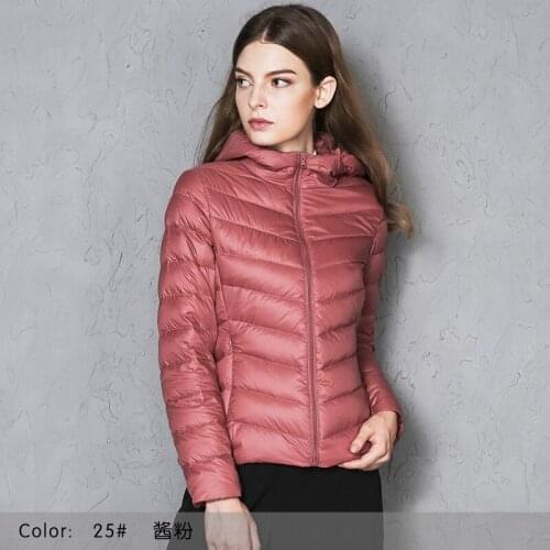 Newest thin womens down jacket women winter short coat plus 3XL size filler White duck down woman duck down jacket with hat