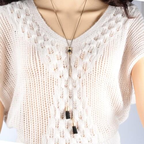New Arrival Fashion Necklaces Black and Gold Plating Tassel Rope 2018 Long Sweater Chain Necklace For Women Collier Femme