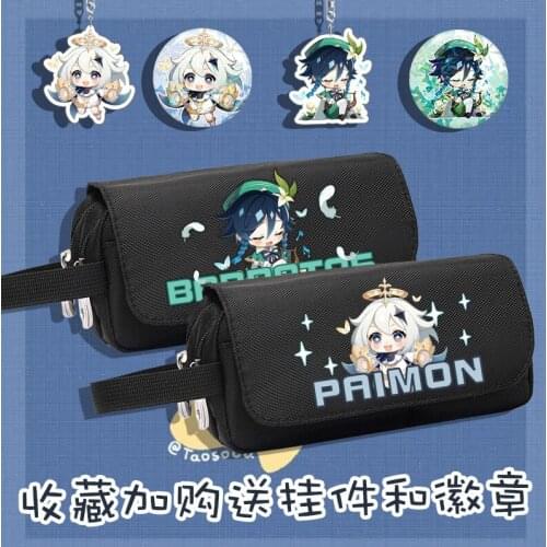 Game Genshin Impact Diluc Klee Venti Paimon Stationery Pencil Box Student Pen Bag Pencil Case High Capacity Storage Bag Cosplay