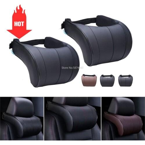 1PCS PU Leather Auto Car Neck Pillow Memory Foam Pillows Neck Rest Seat Headrest Cushion Pad 3 Colors High Quality