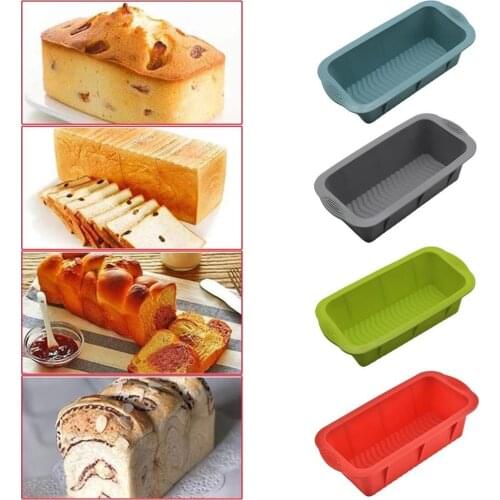 4 Colors Rectangular Toast Bread Mold Silicone Bread Pan Non-stick Cake Bakeware Baking Mold Tray Form for Kitchen Accessories