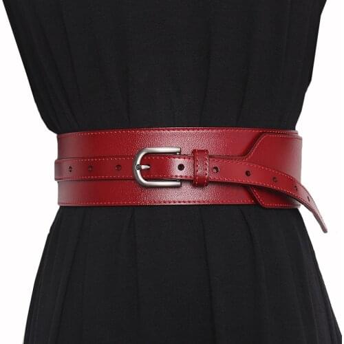 Luxury Brand Designer Femme Genuine Leather Corset Belt Fashion Punk Red Black Wide Belts Women Harness Belt Cummerbunds