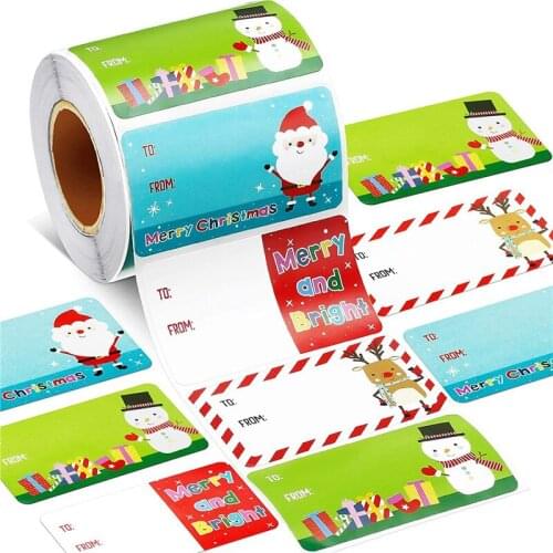 XMAS Presents Wrapping Decor 500pcs Merry Christmas Gift Name Tag Stickers 4 Designs Christmas Decor Labels for Card Envelope