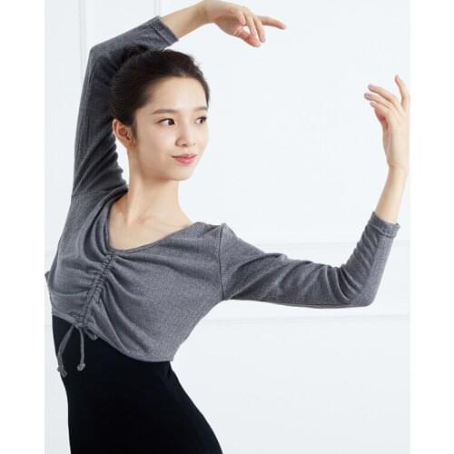 Sansha French Sansha Adult Female Ballet Practice Clothes Warm Dance Short Top Long Sleeve Yoga Fitness