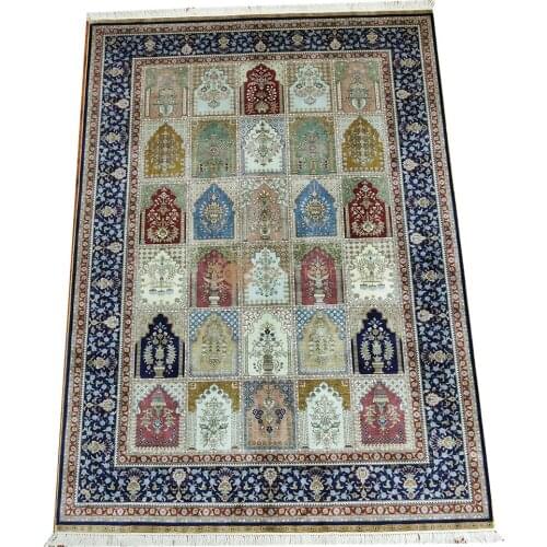 Seeykeep™ 5.5x8ft Rectangle Pure Silk Handknotted Oriental Garden Rug-SK3036131
