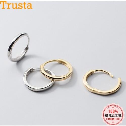TrustDavis Real 925 Sterling Silver Fashion Sweet Smooth Round Charm Hoop Earring For Women Wedding Fine S925 Jewelry DA1823