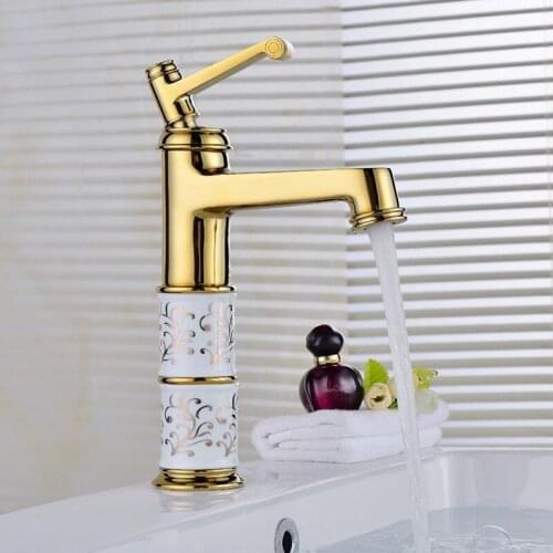 LIUYUE Basin Faucets Chrome/Gold Brass Ceramics With Diamond Decorate Modern Bathroom Basin Faucet Cold Hot Water Sink Mixer Tap