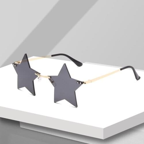 Individual Design Five-pointed Star Sunglasses For Women Rimless Big Star shape Shades Funny Steampunk Sun Glasses Female UV400