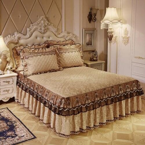 2020 Fannel Quilting queen king size Bed Skirt Bedspread Bed Sheet Bed Cover Pillowcase Bedding Set