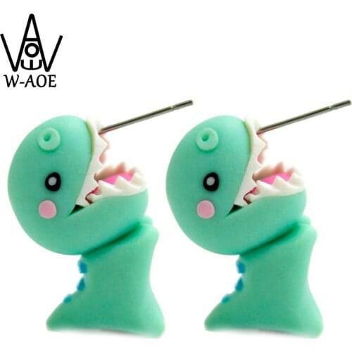 TTPAIAI 30 Brand Handmade Polymer Clay Cute Dinosaur Stud Earrings Fashion Jewelry Cartoon 3D Animal Earrings For Women Girls