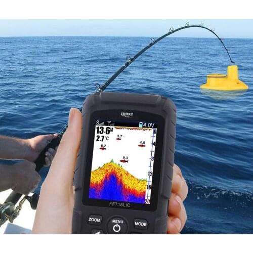 2021 NEW FF718LiC-W Waterproof Fish Finder Monitor with LCD Colored Display Wireless Smart Sonar Sensor Fish Depth Alarm