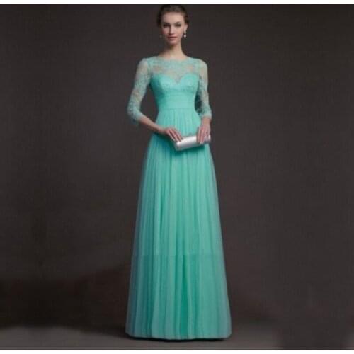 An099 Noble Robe De Soiree 2020 Best Selling Elegant A-Line Length Evening Dress Simple O-Neck Evening Dress Appliques Gowns