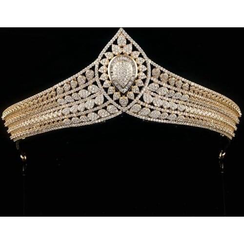 EillyRosia Gold Headband Bridal Crown and Tiaras Africa Sequined Rhinestones Vintage Queens Wedding Hair Jewelry Accessories