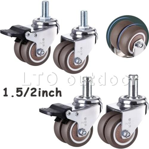 1PCS Swivel Casters Wheels 1.5" / 2" Heavy Duty Soft Rubber Roller Furniture Caster For Sofa,Table,Showcase,Home Accessories