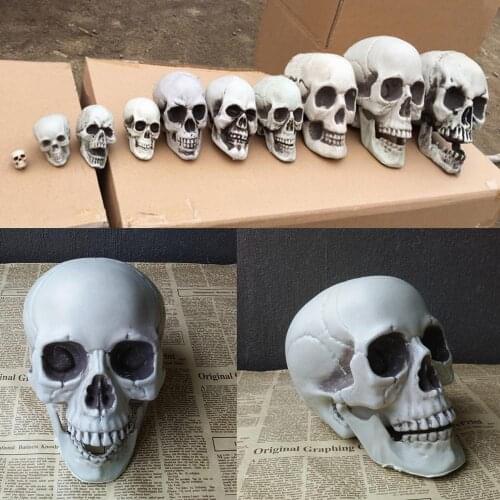 Halloween Decoration Skull Model Artificial Scary Horror Head Bone Skeleton Decorative Statues for Bar Party Home Skull Decor