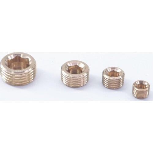 10PCS 1/8" 1/4" 3/8" 1/2" BSPP Male Brass Pipe Countersunk Plug Internal Hex Head Socket