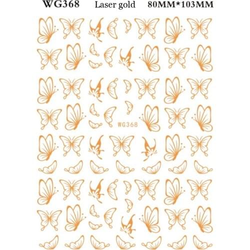 10PCS Laser Gold Colorful Transfer Adhesive Self-adhesive Butterfly Nail Sticker Nail Art Decoration Accessories Sticker