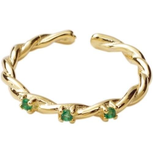 18K Gold Plated Green CZ Finger Silver Rings For Women And Girls Wedding Sterling Silver 925 Ring Fine Jewelry Gifts For Friends