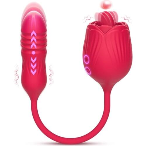 2 in 1 Rose Vibrator Clitoral Sucking with Ball Vibrating Egg G spot Clitoris Stimulator Vaginal and Anal Sex Toys for women