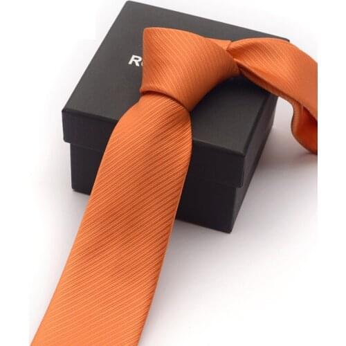 2020 New Arrivals Fashion Designer 6CM Slim Casual Necktie for Men Business Wedding Ties Orange Twill Neck Tie with Gift Box