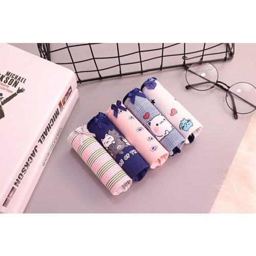 2021 Girls Underwear 5pc/lot lace lovely navy panties navy Low Waist Briefs Young Girl teenagers Pants students 12-25year