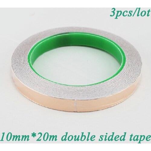 3pcs 10mm*20m conductive copper foil tape double sided conductive tape shielding tape