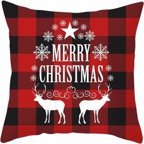 45x45cm Pillow Case Merry Christmas Letter Print Plaid Throw Pillowcases Decorative Pillows Christmas Decorations for Home