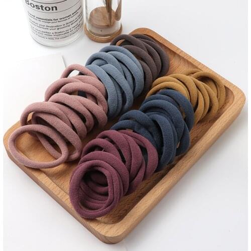 50pcs Girls Solid Color Big Rubber Band Ponytail Holder Gum Headwear Elastic Hair Bands Korean Girl Hair Accessories Ornaments