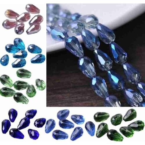 60pcs/lot Teardrop Crystal Beads Faceted Glass Beads Loose Spacer Beads 8x12mm For Jewelry Making DIY Bracelet