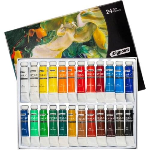 12/24 Colors 12ML Tube Professional Acrylic Paint Set For Fabric Clothing Nail Glass Drawing Painting For Kids Art Supplies