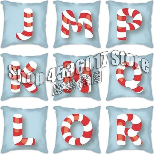 Alphabet Light blue Letter Cushion Cover Polyester Throw Pillowcase 45*45CM Sofa Home Car Decorative PillowCover Decor