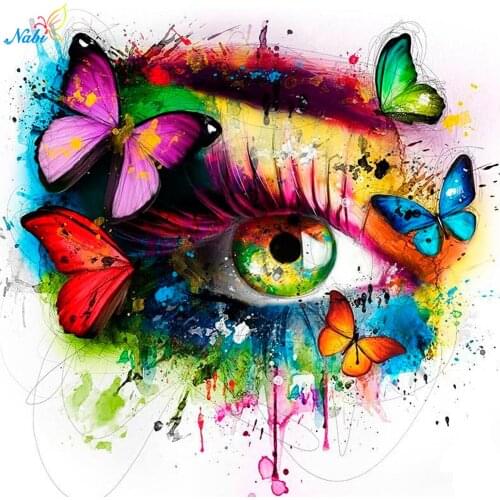 Nabi Diy Diamond Painting 5D Eye Butterfly Full Square/round Diamond Embroidery Lips Flowers Mosaic Room Decor Art Gift