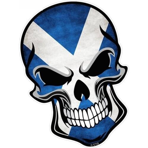 SZWL GOTHIC BIKER SKULL with Scotland Scottish Saltire Car Sticker Personality Car Stickers Waterproof Vinyl Decal,12cm*8cm