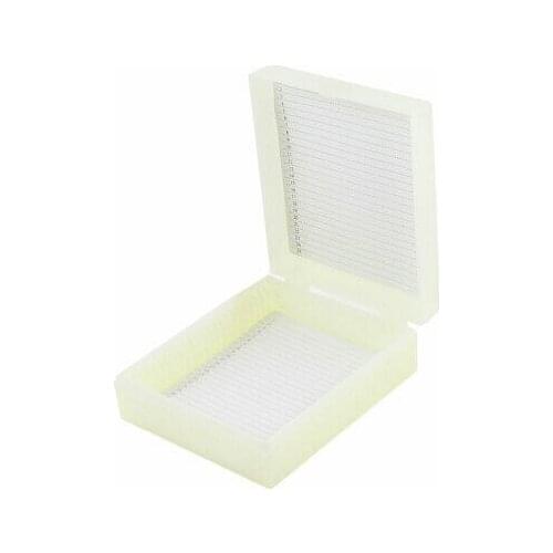 Beige Plastic Rectangle Shape 25 Slides Microscope Box 3.7" x 3.1"