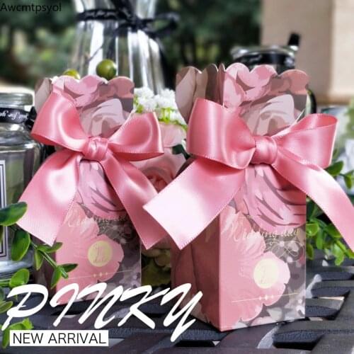 New Wedding Favors Paper Bags Sweet Candy Packaging Boxes for Baby Shower Boy Gilr Birthday Gift Box Party Decoration Supplies