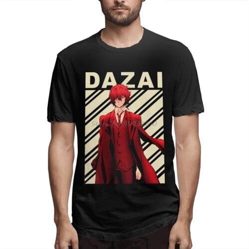Dazai Osamu Vintage Bungou Stray Dogs Anime T Shirt Men Cotton Tees Streetwear Harajuku Short Sleeve Custom T Shirts For Men